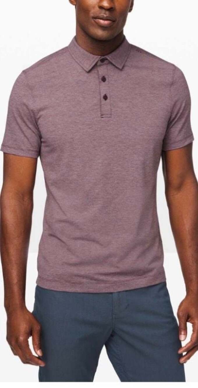 Lululemon Evolution  Short Sleeve Polo Shirt Artic Plum  Heather Large